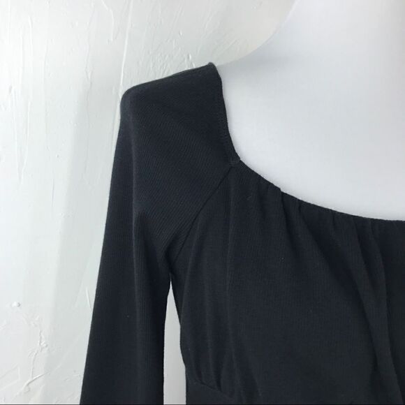 Leith Black Ribbed Long Sleeve Sheath Dress Large - Picture 2 of 6